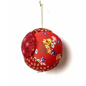 Patchwork Christmas Ornament Colorful Sphere Boho Prairie Cottagecore Retro VTG